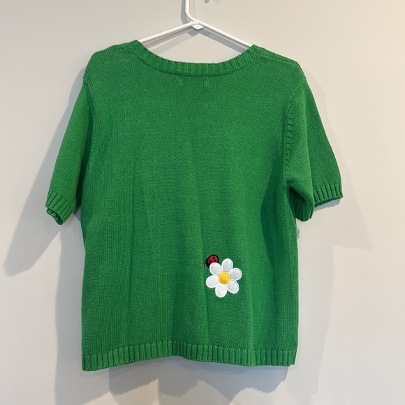 Vintage Mandal Bay Short Sleeve Knit Ladybug & Daisy Cardigan - Picture 9 of 10